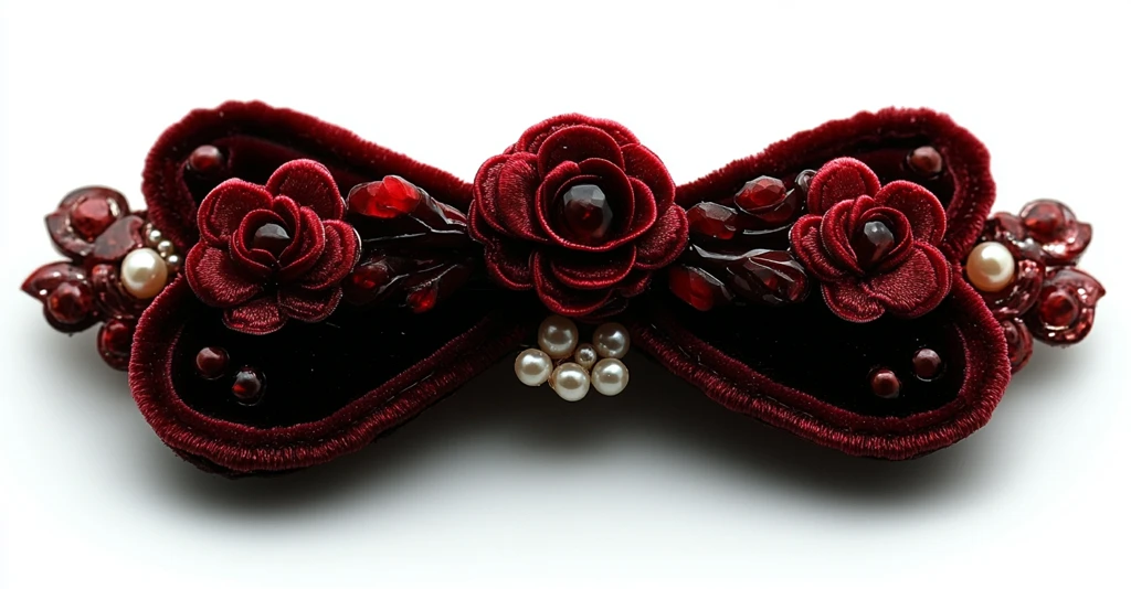 红丝绒蝴蝶结发夹