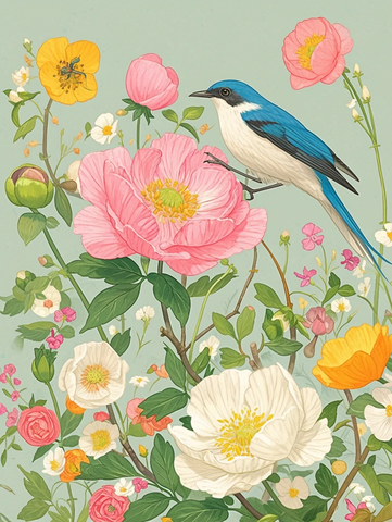 粉色银莲花矢车菊