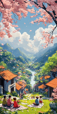 樱花树下野餐会