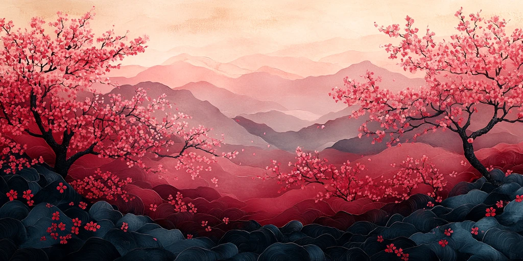 樱花树纹样连续