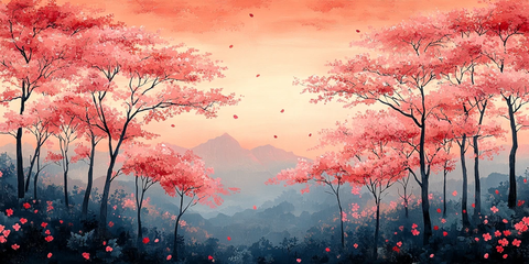 樱花树纹样连续