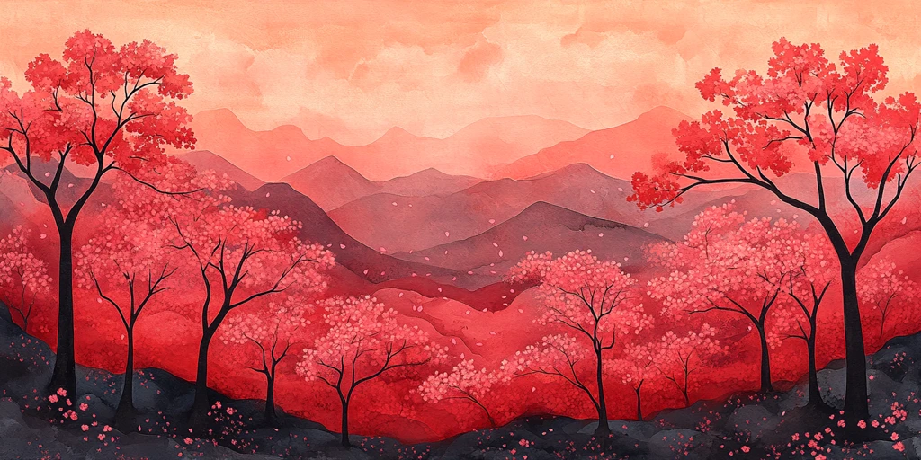 樱花树纹样连续