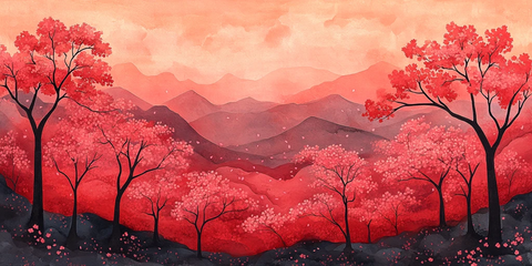 樱花树纹样连续