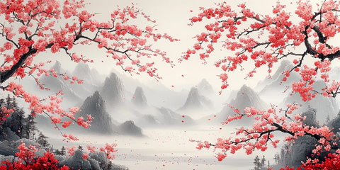 樱花树纹样连续