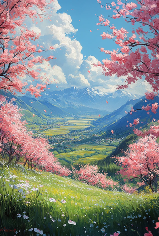 青山白云花海图