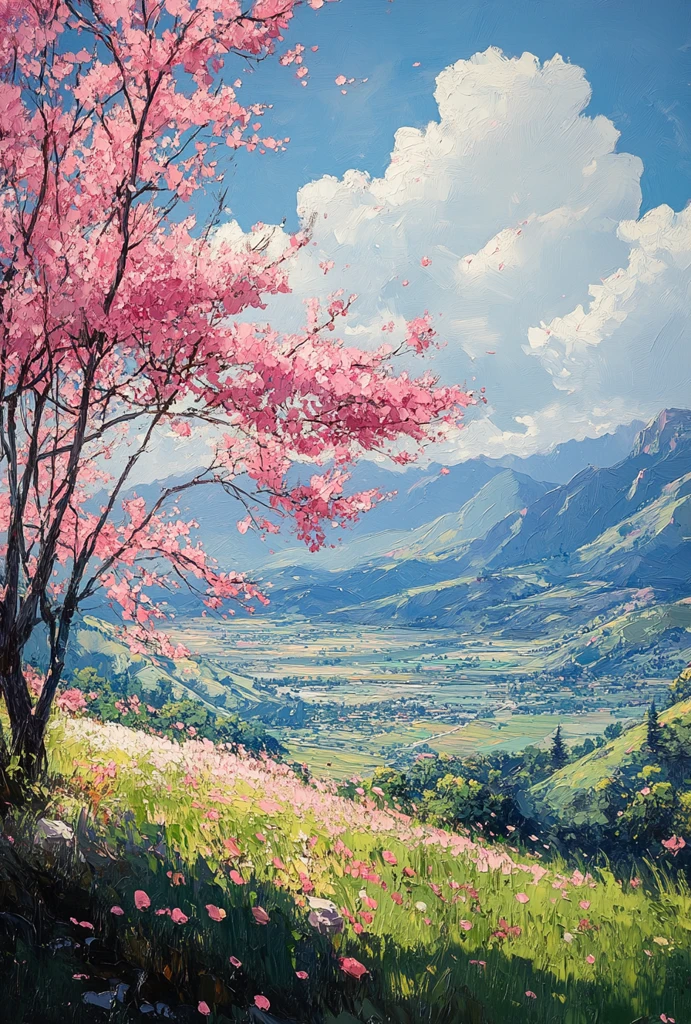 青山白云花海图