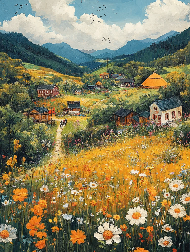 草原轻风夏日图