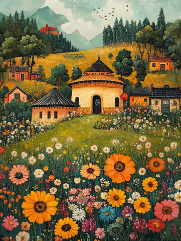 草原轻风夏日图