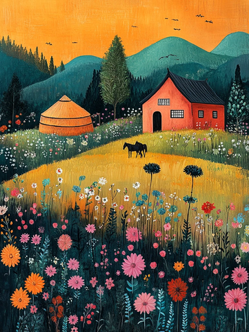 草原轻风夏日图