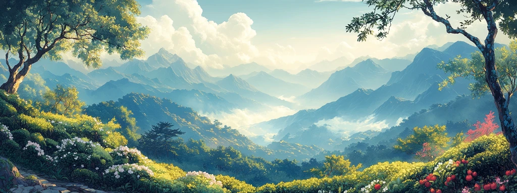 茶园晨曦与果林