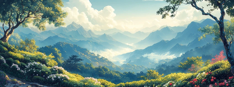 茶园晨曦与果林