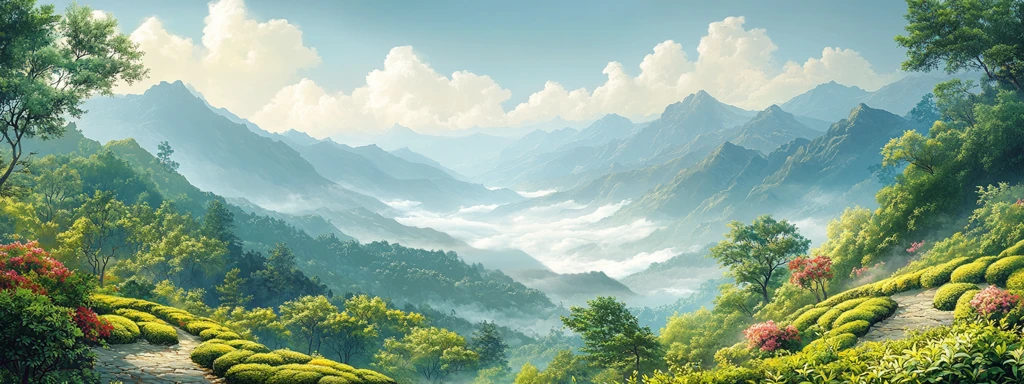 茶园晨曦与果林