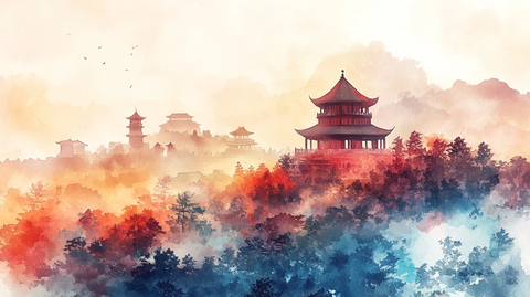 彩色手绘中国风