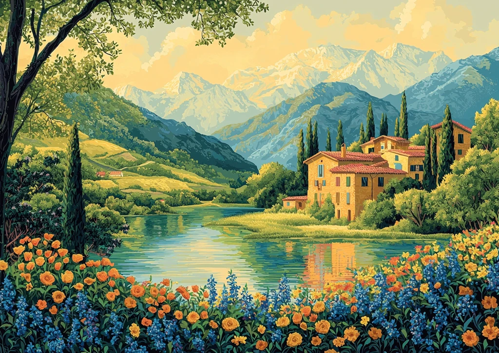 山间湖泊与古村