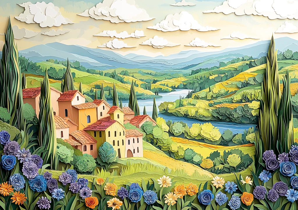 山间湖泊与古村