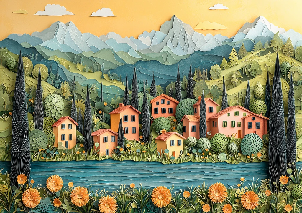 山间湖泊与古村