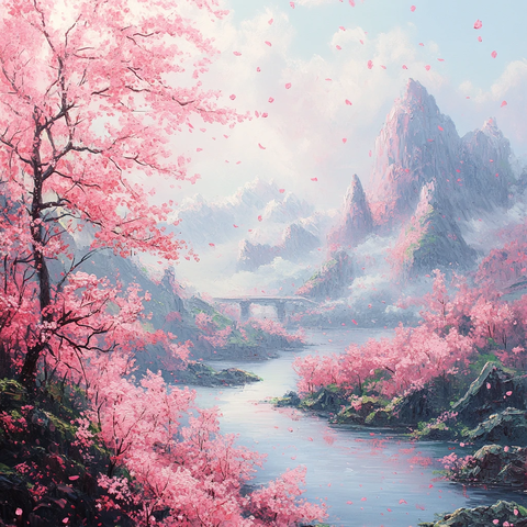 樱花山水