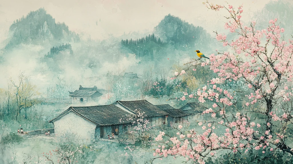 桃林中的农家童趣