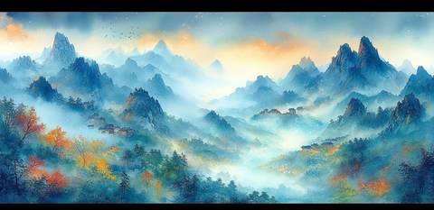 山水云雾夜星图