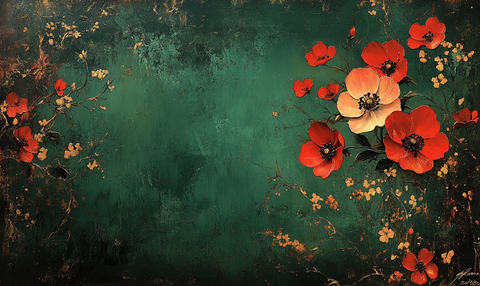 绿色红色抽象森林