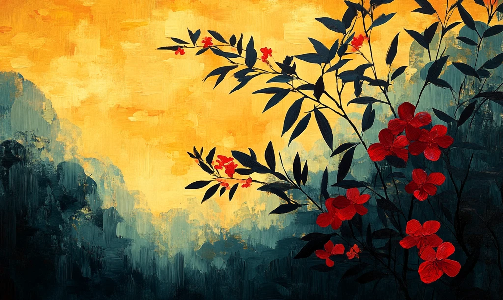 绿色红色抽象森林