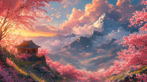 山桃盛开春日景