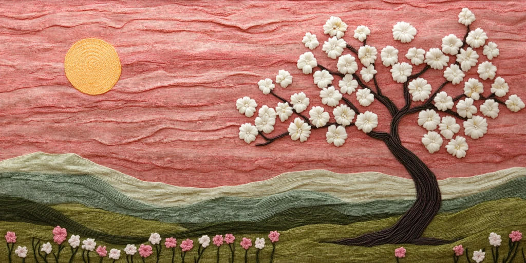 羊毛编织樱花树