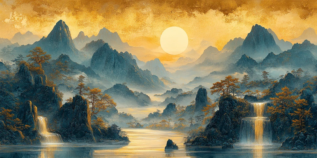 金箔山水画