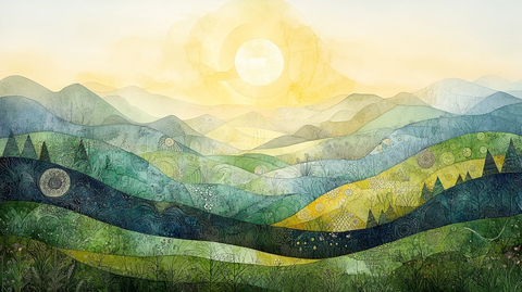 几何图案绿意山景