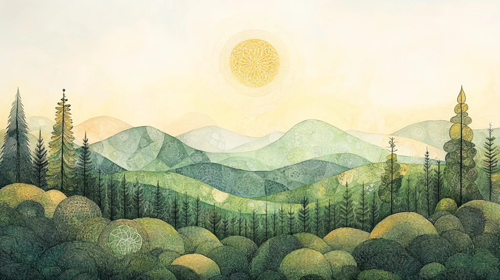 几何图案绿意山景