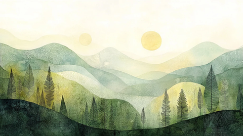 几何图案绿意山景