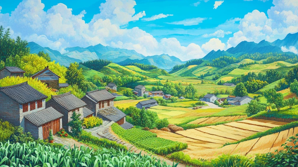蓝天田野丰收景