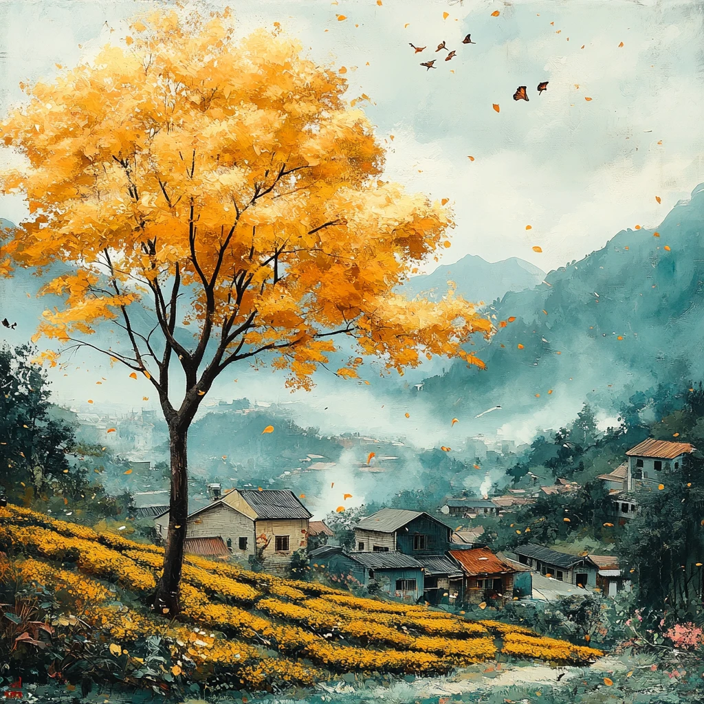 黄茶树与银杏林