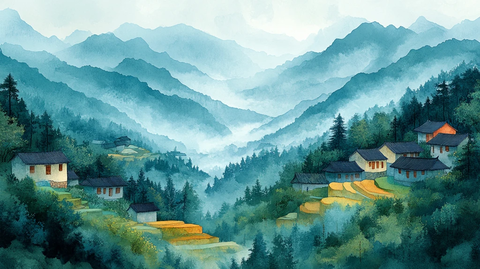 梯田稻景与制酱人