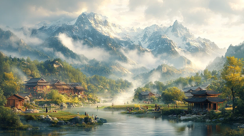 传统村落山水间