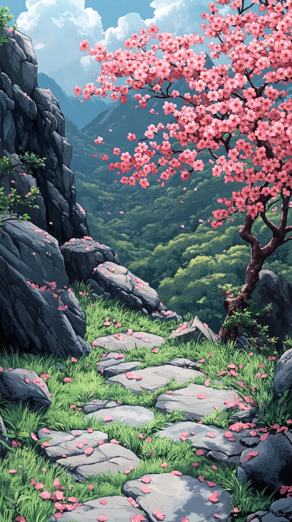 春日草地樱花树