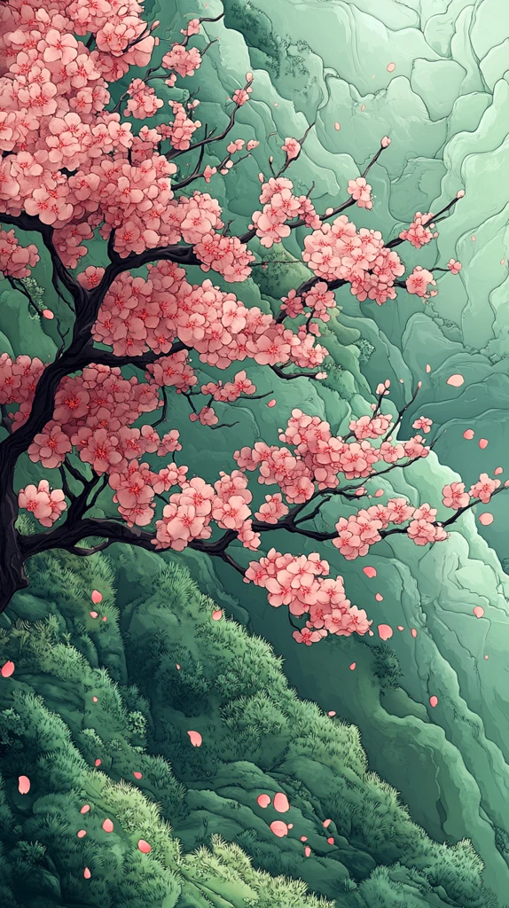 春日草地樱花树