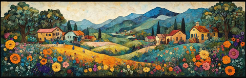 乡村山景与木雕