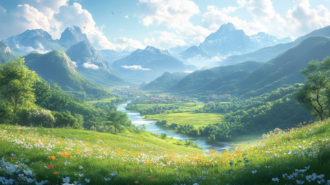 山水河流自然景