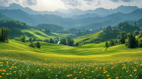 山水河流自然景