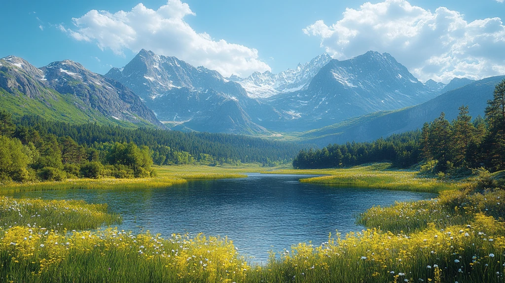 绿地河流与山林