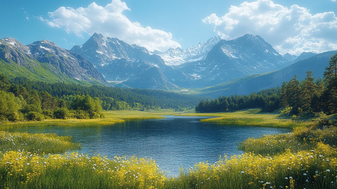 绿地河流与山林
