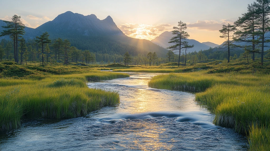 绿地河流与山林
