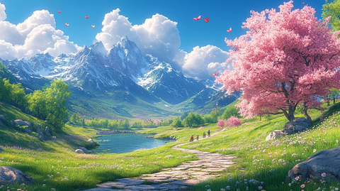 樱花树下的小径