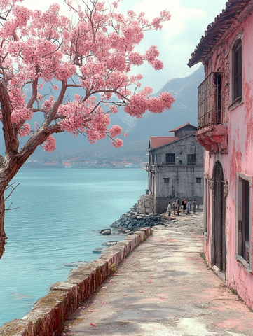 田野树影夕阳红