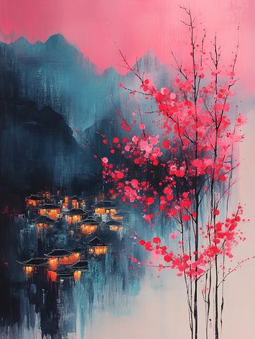 田野树影夕阳红