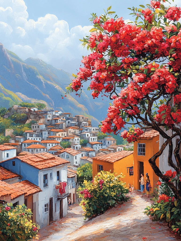 田野树影夕阳红