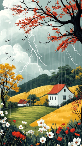 清明春雨雷声图