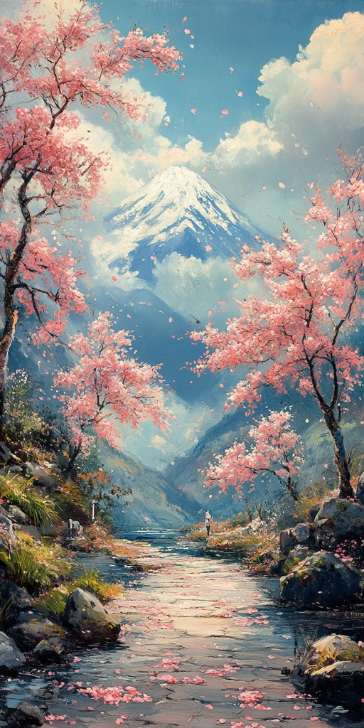 樱花与富士山