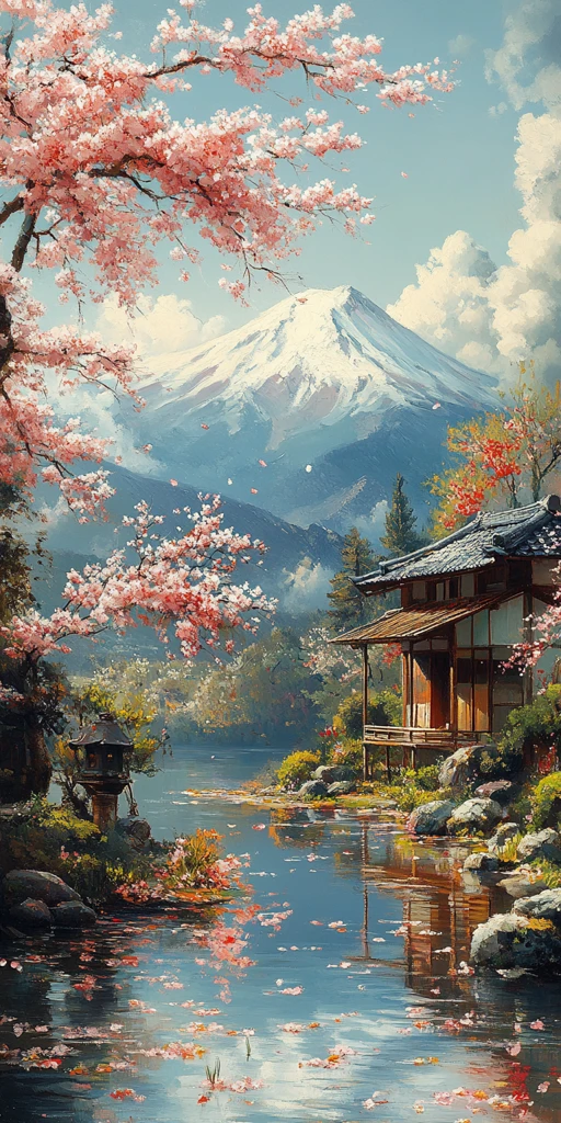 樱花与富士山